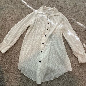 White Button-Up Sheer Coverup